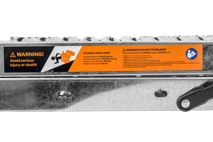 UNITRAILER ALR004B hopfällbar ramp stålramp för släpvagn 190cm 200kg