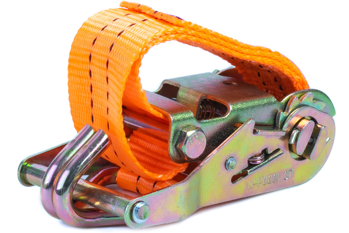Set med fyra UNITRAILER 4m/35mm/2t orange transportband med spännare