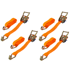 Set med fyra UNITRAILER 12m/35mm/2t orange transportband med spännare