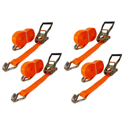 Set med fyra UNITRAILER 15m/50mm/5t orange transportband med spännare