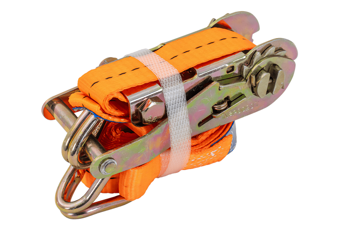 Set med fyra UNITRAILER 3m/25mm/1t orange transportband med spännare