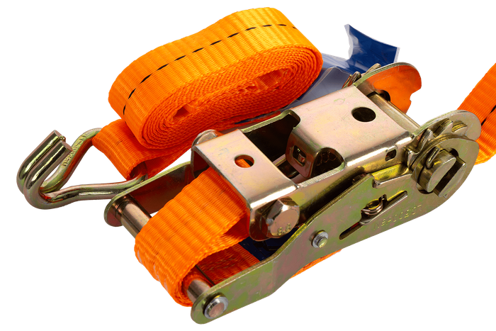 Set med fyra UNITRAILER 2m/25mm/1t orange transportband med spännare